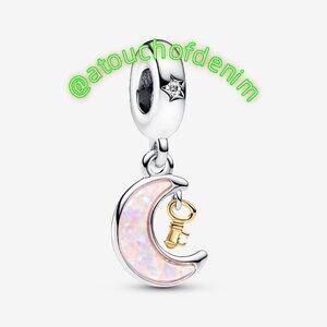 Pandora Two-tone Key & Moon Dangle Charm